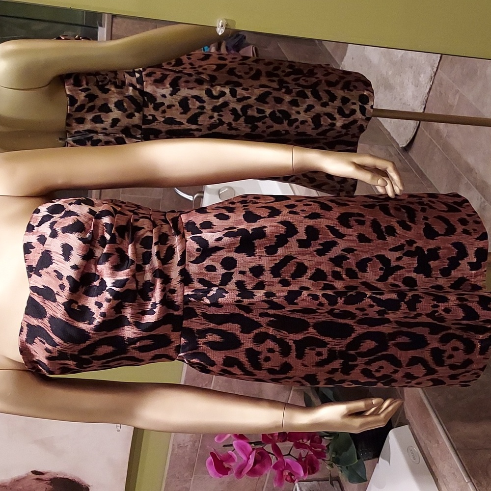 The Limited Leopard Print strapless dress
